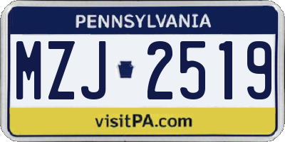 PA license plate MZJ2519