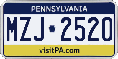 PA license plate MZJ2520