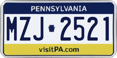 PA license plate MZJ2521