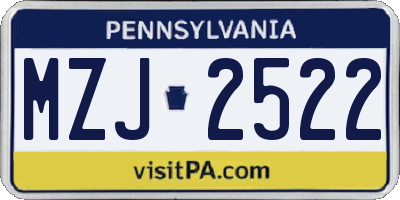 PA license plate MZJ2522