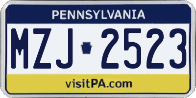 PA license plate MZJ2523