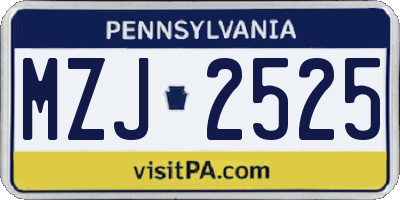 PA license plate MZJ2525