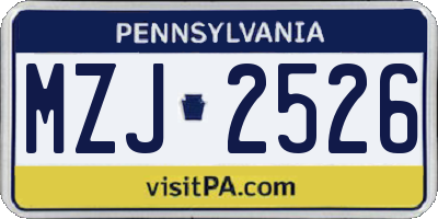 PA license plate MZJ2526