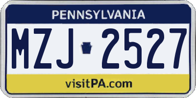PA license plate MZJ2527