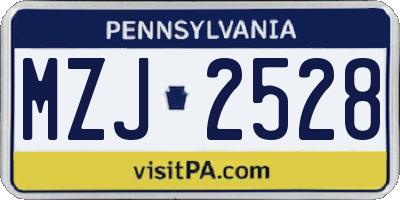 PA license plate MZJ2528