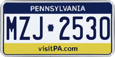 PA license plate MZJ2530