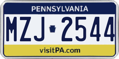 PA license plate MZJ2544