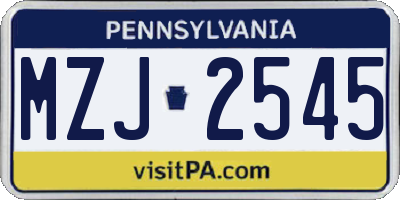 PA license plate MZJ2545