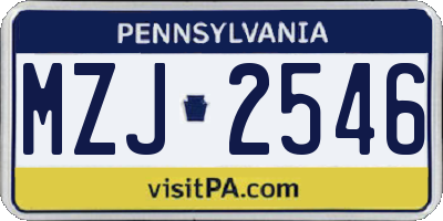 PA license plate MZJ2546