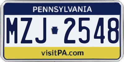 PA license plate MZJ2548