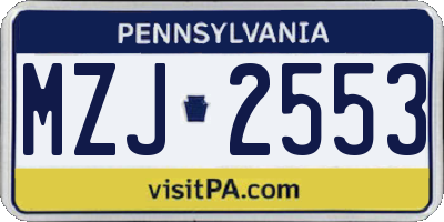 PA license plate MZJ2553