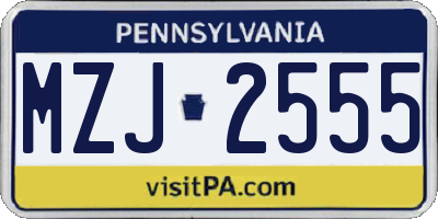 PA license plate MZJ2555