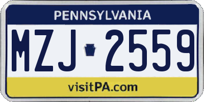 PA license plate MZJ2559
