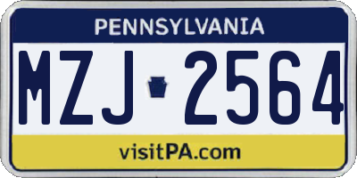 PA license plate MZJ2564