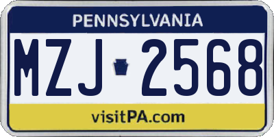 PA license plate MZJ2568