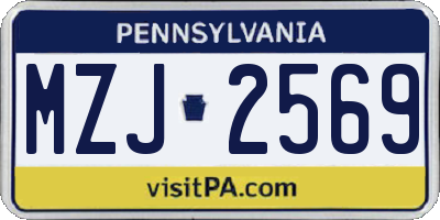 PA license plate MZJ2569