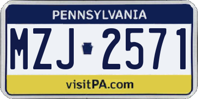 PA license plate MZJ2571