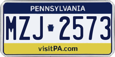 PA license plate MZJ2573