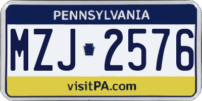 PA license plate MZJ2576