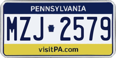 PA license plate MZJ2579