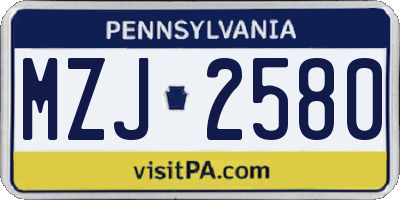 PA license plate MZJ2580