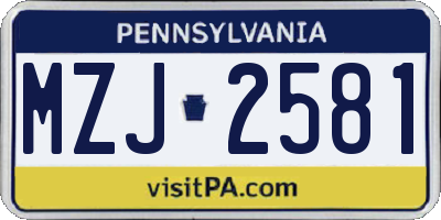 PA license plate MZJ2581
