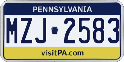 PA license plate MZJ2583