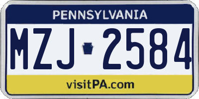 PA license plate MZJ2584