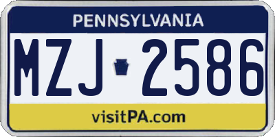 PA license plate MZJ2586