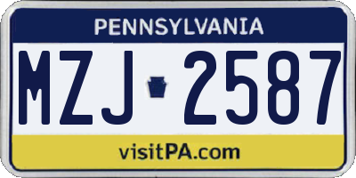 PA license plate MZJ2587