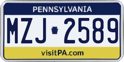 PA license plate MZJ2589