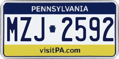 PA license plate MZJ2592