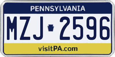 PA license plate MZJ2596