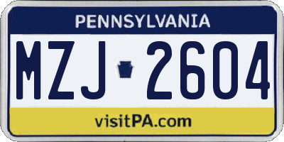 PA license plate MZJ2604