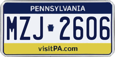PA license plate MZJ2606