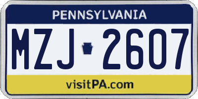 PA license plate MZJ2607