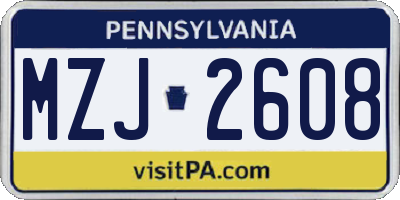 PA license plate MZJ2608