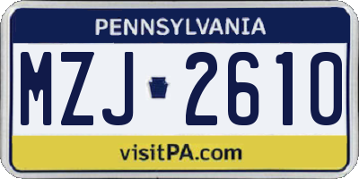 PA license plate MZJ2610