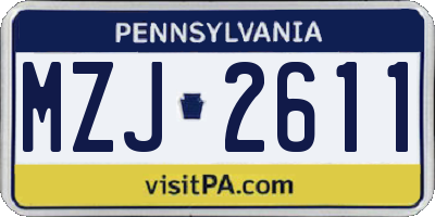 PA license plate MZJ2611