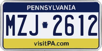 PA license plate MZJ2612