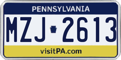 PA license plate MZJ2613