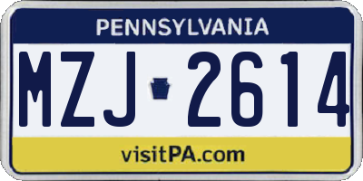 PA license plate MZJ2614