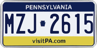 PA license plate MZJ2615