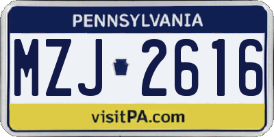PA license plate MZJ2616