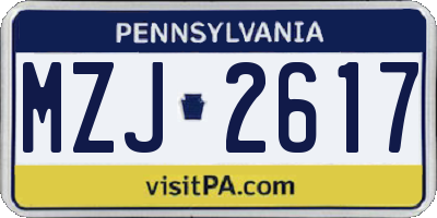 PA license plate MZJ2617