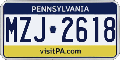 PA license plate MZJ2618