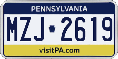 PA license plate MZJ2619