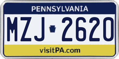 PA license plate MZJ2620