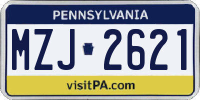 PA license plate MZJ2621