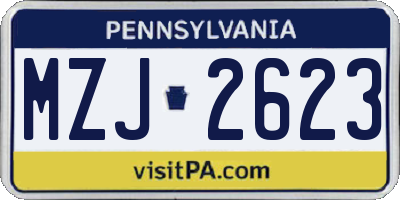 PA license plate MZJ2623